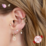 24K Gold/925 Silver Tassel Clip Earrings for Women C Shaped Ear Cuff Jewelry
