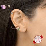 24K Rainbow Crystal Star Clip Earrings for Women, No Piercing Cuffs