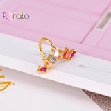 24K Rainbow Crystal Star Clip Earrings for Women, No Piercing Cuffs