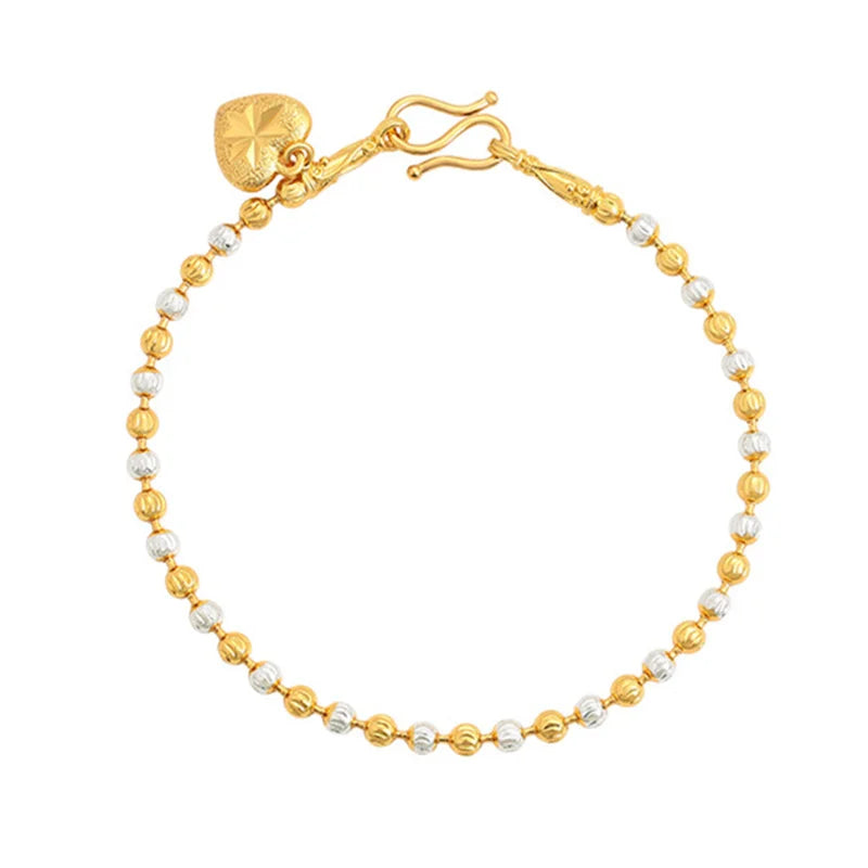 24k Plated Two Tone Love Beads Bracelet for Woman