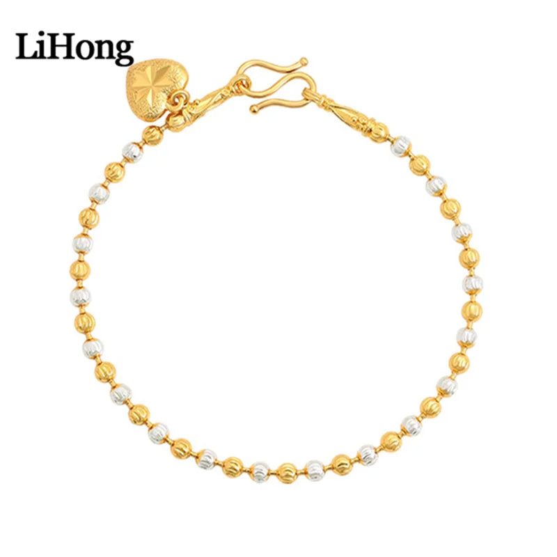 24k Two Tone Love Beads Bracelet for Women