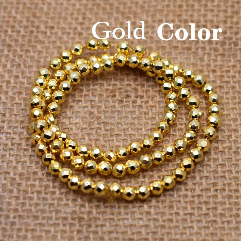 Hematite Stone Beads Faceted Round Loose Beads for Jewelry Making