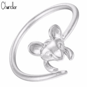 Plated Mouse Ring Sweet Lovely Band Bague For Women Kids Party Animal