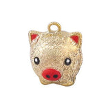 Enamel Cartoon Pig Jingle Bell Charms DIY Jewelry Craft Findings
