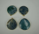 Colorful Stones Oval Beads Drusy Slab Pendant Necklace