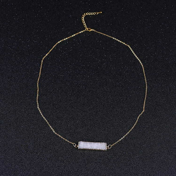 Plated Agate Druzy Pendant Necklace