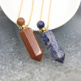 Plated Chain Gemstone Prism Perfume Bottle Pendant