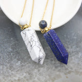 Plated Chain Gemstone Prism Perfume Bottle Pendant