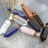Plated Chain Gemstone Prism Perfume Bottle Pendant