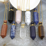 Plated Chain Gemstone Prism Perfume Bottle Pendant