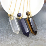 Plated Chain Gemstone Prism Perfume Bottle Pendant