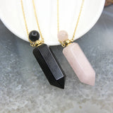 Plated Chain Gemstone Prism Perfume Bottle Pendant