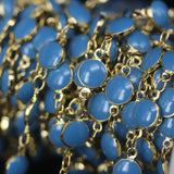 Turquoise Lampwork Beaded Chain, Coin Enamel Links Jewelry