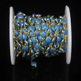 Turquoise Lampwork Beaded Chain, Coin Enamel Links Jewelry