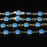 Turquoise Lampwork Beaded Chain, Coin Enamel Links Jewelry