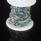 Turquoise Lampwork Beaded Chain, Coin Enamel Links Jewelry