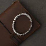 S925 Silver Fried Dough Twist Bracelet Retro Hip-hop Punk Creative