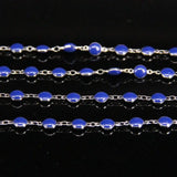 Plated Silver Copper Chains, Lasurite Enamel Beaded Rosary Chains