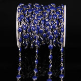 Plated Silver Copper Chains, Lasurite Enamel Beaded Rosary Chains