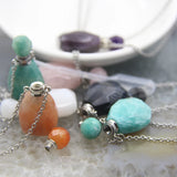 Plated Silvers Chain Amazonite Quartz Perfume Bottle Pendant Necklace