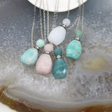 Plated Silvers Chain Amazonite Quartz Perfume Bottle Pendant Necklace