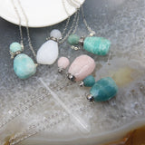 Plated Silvers Chain Amazonite Quartz Perfume Bottle Pendant Necklace