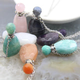Plated Silvers Chain Amazonite Quartz Perfume Bottle Pendant Necklace