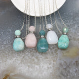 Plated Silvers Chain Amazonite Quartz Perfume Bottle Pendant Necklace
