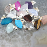 Faceted Stone Charms Earrings & Necklace Set