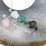 Labradorite Perfume Bottle Pendant, Silver Necklace