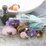 Labradorite Perfume Bottle Pendant, Silver Necklace