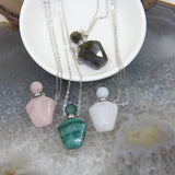 Labradorite Perfume Bottle Pendant, Silver Necklace