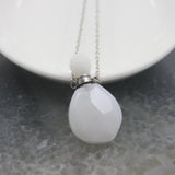 Gemstone Perfume Bottle Necklace Amethyst Amazonite Quartz Oil Diffuser Charm