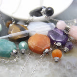 Gemstone Perfume Bottle Necklace Amethyst Amazonite Quartz Oil Diffuser Charm