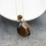 Gemstone Perfume Bottle Necklace Amethyst Amazonite Quartz Oil Diffuser Charm