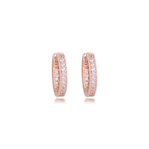 Plated Rose Earring 925 Silver Pave Heart Hoops 925 Silver Jewelry