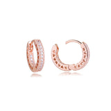 Plated Rose Earring 925 Silver Pave Heart Hoops 925 Silver Jewelry