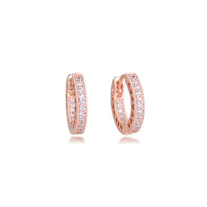 Plated Rose Earring 925 Silver Pave Heart Hoops 925 Silver Jewelry