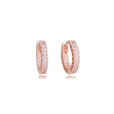 Plated Rose Earring 925 Silver Pave Heart Hoops 925 Silver Jewelry