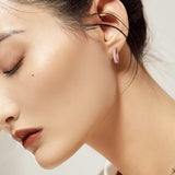 Plated Rose Earring 925 Silver Pave Heart Hoops 925 Silver Jewelry