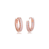 Plated Rose Earring 925 Silver Pave Heart Hoops 925 Silver Jewelry