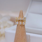 14k Real Delicate Drop Crown Single Earrings for Women