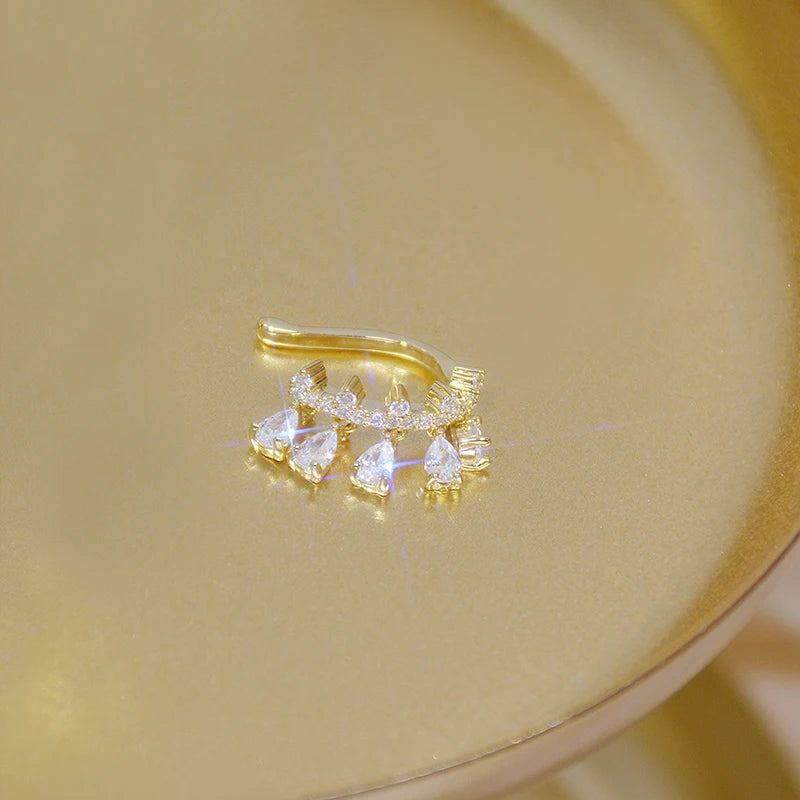 14k Real Delicate Drop Crown Single Earrings for Women
