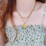14K Real Necklace Shine Human Head Personalized Necklaces Glamour Jewelry