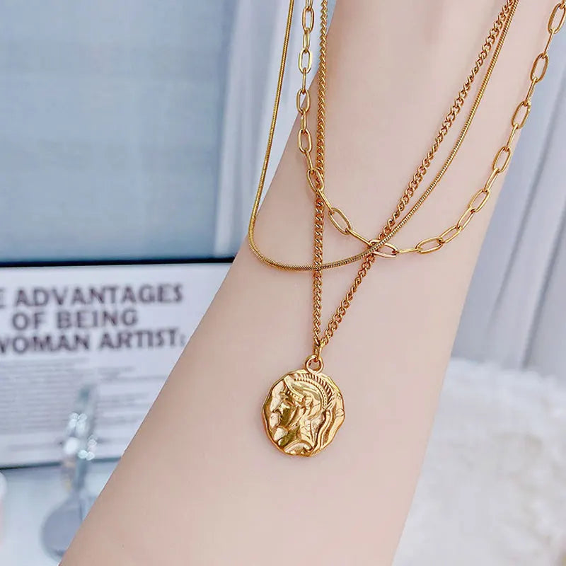 14K Real Necklace Shine Human Head Personalized Necklaces Glamour Jewelry