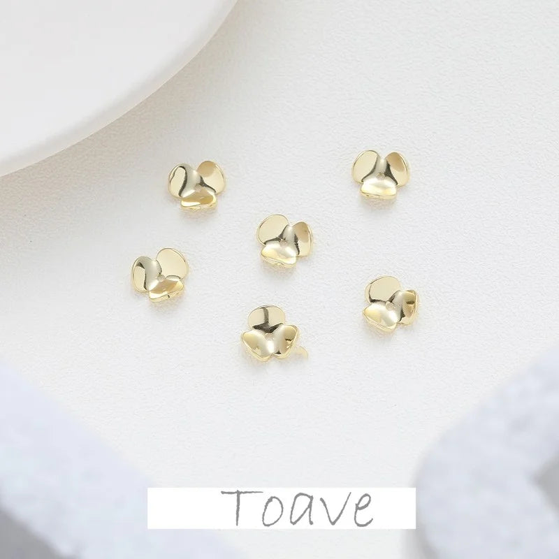14K Gold Plated Three-Petal Flower DIY Jewelry Material