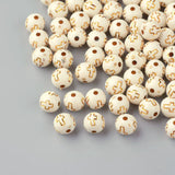 Golden Metal Enlaced Round Acrylic Beads with Cross 8mm 10mm