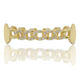 Copper Rhinestone Fangs Hip-hop Rapper False Teeth Halloween Decor