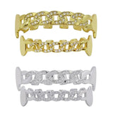 Copper Rhinestone Fangs Hip-hop Rapper False Teeth Halloween Decor