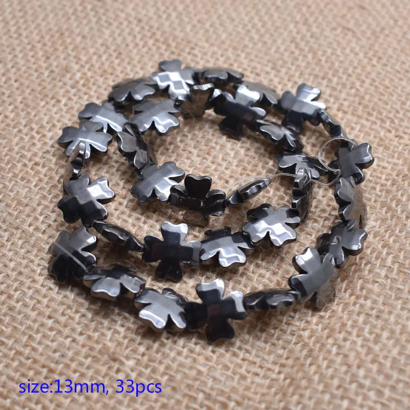 Four-leaf Clover Natural Stone Hematite Beads for DIY Jewelry